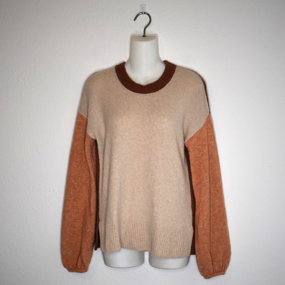 Madewell Sweater Sz XS Colorblock Alpaca Blend Minimalist Neutral 70s